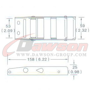 Drawing of DG-OB001 2'' Overcenter Buckle, 50MM Overcenter Buckle,1360kgs - China Dawson Supplier(1)