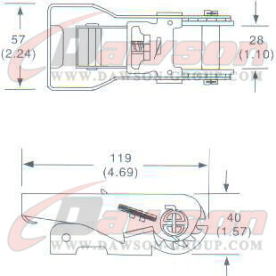 Drawing of DG-B015 1-1 16'' Ratchet Buckle, 28MM Ratchet Buckle,1500kgs - China Dawson Supplier