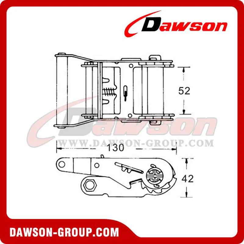 DSRB50202 B/S 2000KG/4400LBS Yellow Zinc Plated Ratchet Buckle