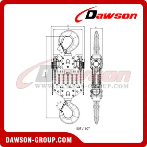 DS-DF-C 50T, 60T New Design Chain Hoist, 50000kg 60000kg Chain Block for Wharf