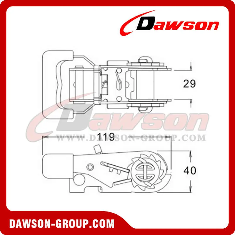 DSRB25154 B/S 1500KG/3300LBS Plastic Handle Ratchet Buckle