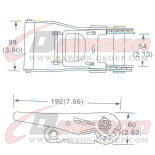 Drawing of DG-B002 2'' Ratchet Buckle,50MM Ratchet Buckle,3000kgs - China Dawson Supplier