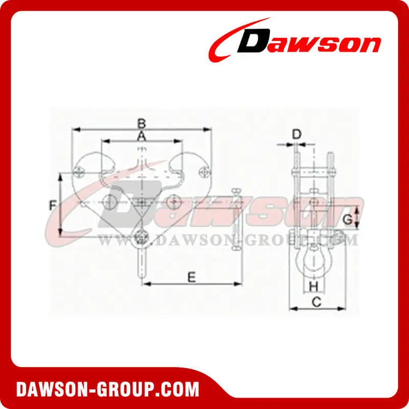 DS-BC Type Beam Trolley Clamp with Bow Shackle