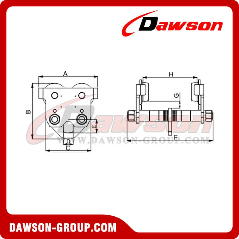 DS-STP 0.5-10T Push Travel Trolley, Hand Push Trolley Clamp