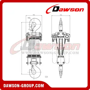 50 TON - 50T - 50000KG Manual Chain Hoist, Chain Block for Construction Site