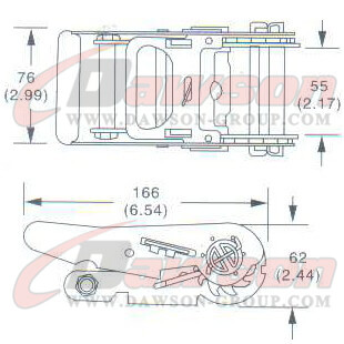 Drawing of DG-B005 2'' Ratchet Buckle,50MM Ratchet Buckle,3000kgs - China Dawson Supplier
