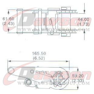 Drawing of DG-B008 1_5'' Ratchet Buckle,35MM 38MM Ratchet Buckle,2500kgs - China Dawson Supplier