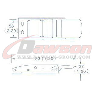 Drawing of DG-OB003 2'' Overcenter Buckle, 50MM Overcenter Buckle,800kgs - China Dawson Supplier