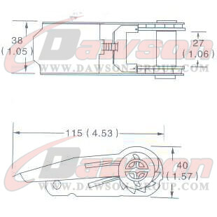 Drawing of DG-B017 1'' Ratchet Buckle, 25MM Ratchet Buckle,800kgs - China Dawson Supplier