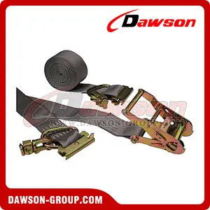 2 inch 16 feet Gray E Track Ratchet Straps with Double Stud Fittings