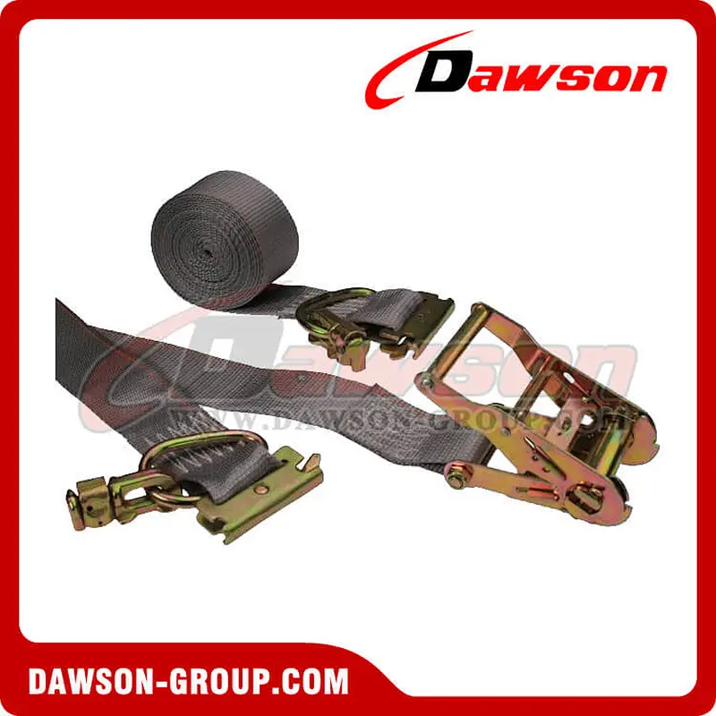 2 inch 16 feet Gray E Track Ratchet Straps with Double Stud Fittings