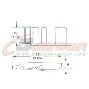 Drawing of DG-OB009 1'' Overcenter Buckle, 25MM Overcenter Buckle,300kgs - China Dawson Supplier