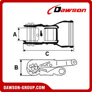 DSRB033 BS 800KG/1760LBS 25mm Ratchet Buckle With Plastic Handle