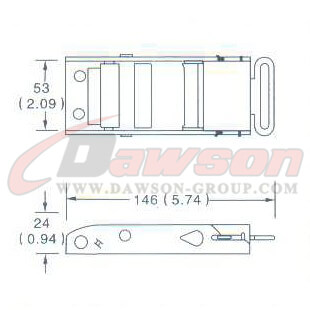 Drawing of DG-OB008 1-3 4'' Overcenter Buckle, 45MM Overcenter Buckle,1360kgs - China Dawson Supplier