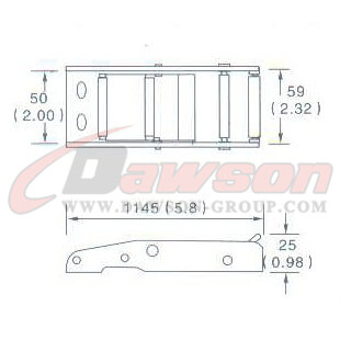 Drawing of DG-OB002 1-3 4'' Overcenter Buckle, 45MM Overcenter Buckle,1200kgs - China Dawson Supplier