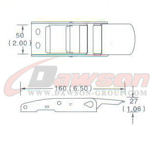 Drawing of DG-OB006 1-3 4'' Overcenter Buckle, 45MM Overcenter Buckle,600kgs - China Dawson Supplier