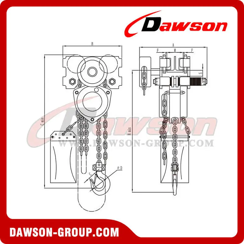 500kg - 20000kg Low Headroom Explosion-proof Chain Hoist / Spark Resistant Chain Block
