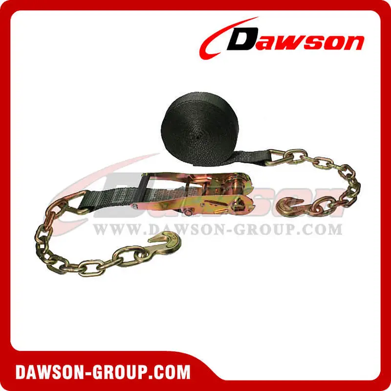 2 inch 30 feet OLIVE DRAB Ratchet Strap with Chain Extension