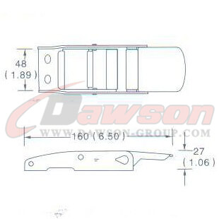 Drawing of DG-OB005 2'' Overcenter Buckle, 50MM Overcenter Buckle,800kgs - China Dawson Supplier