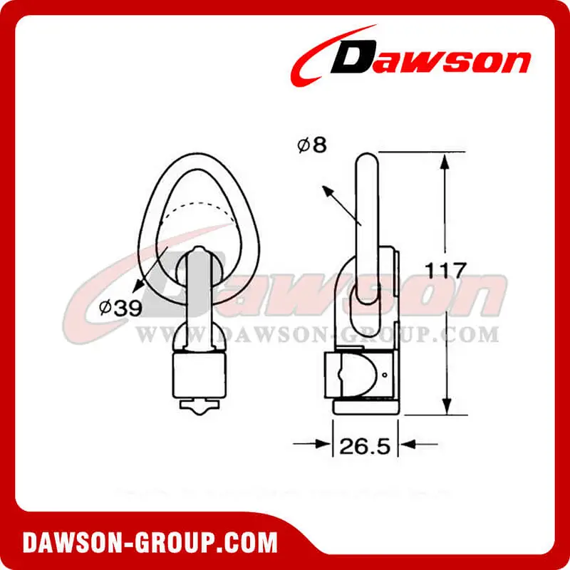 DSFG4023 B/S 2300KG/5060LBS Galvanized Double Stud Fitting With Pear Ring