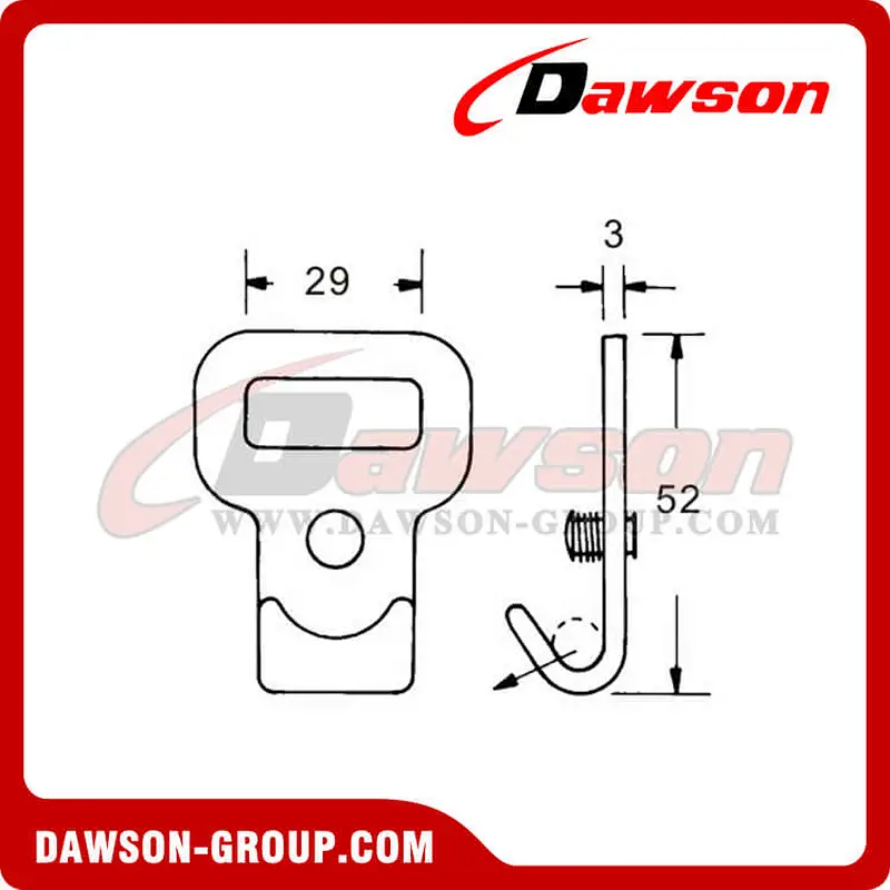 DSFH25151 B/S 1500KG/3300LBS 25mm Flat Hook