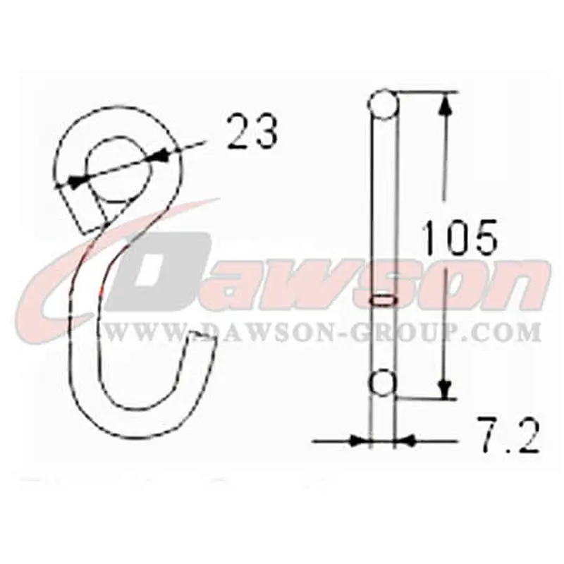 DSWHS014 BS 750KG  1650LBS S Hook With Plastic Coating