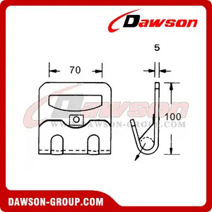 DSFH75801 BS 8000KG17600LBS 75mm Metal Flat Hook