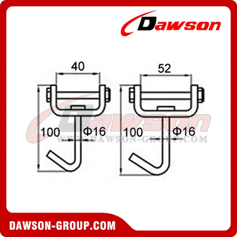 SJ50 BS 5000KG11000LBS 2 inch Swivel J Hook with Screw