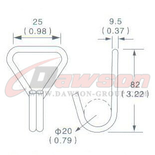 Drawing of DG-H003 1_5'' Double J Hook, 35MM 38MM Double J Hook,2000kgs - Dawson Group Ltd. - China Manufacturer, Supplier, Factory