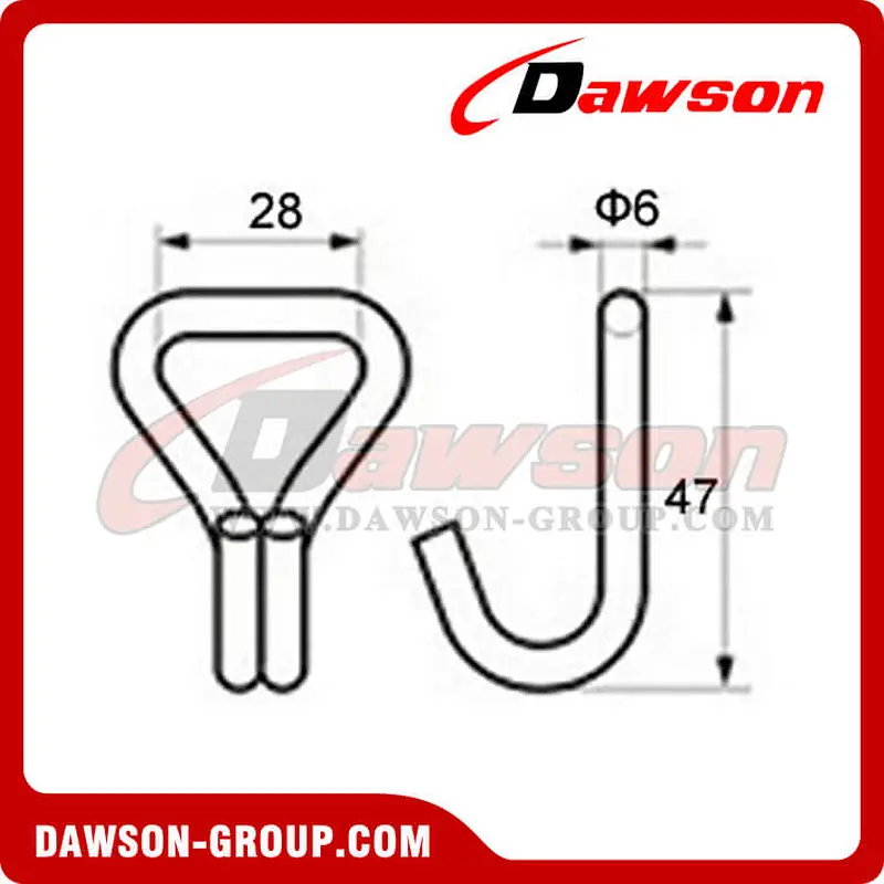 WH2508S BS 800KG / 1760LBS Stainless Steel AISI 304 1 Inch Double J Hook