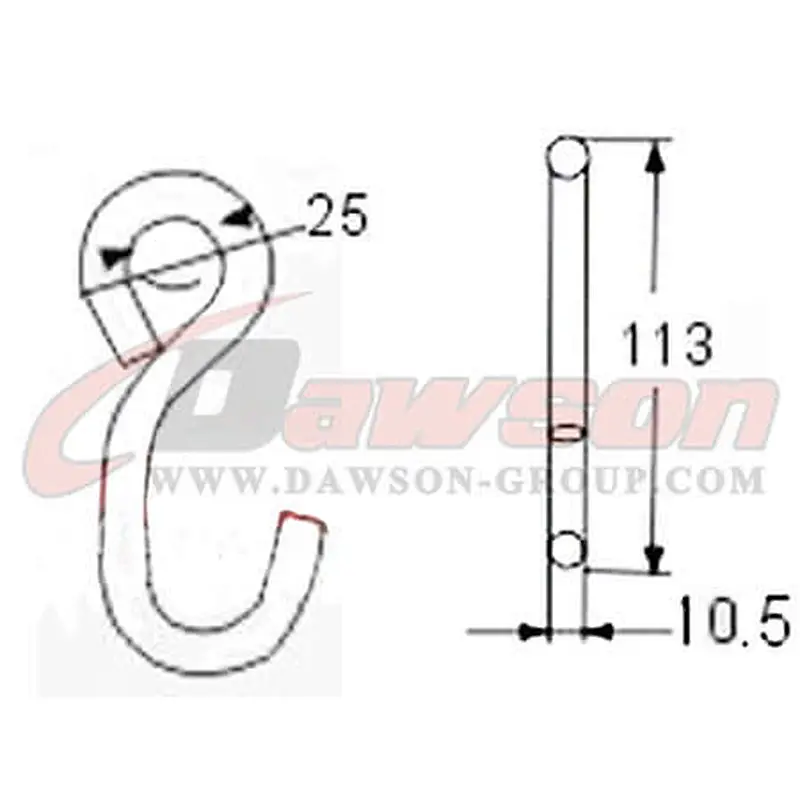 DSWHS003 BS 1600KG  3500LBS S Hook With Plastic Coating