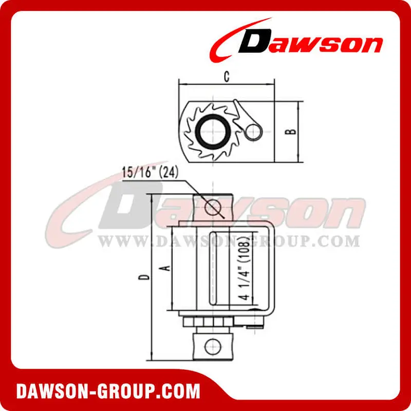 Weld on Winch - Double Cap - Flatbed Truck Winches for Cargo Lashing Straps