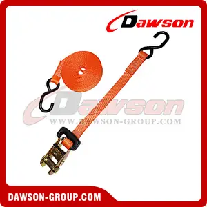 1 inch Heavy Duty Rubber Handle Ratchet Strap with S-Hooks