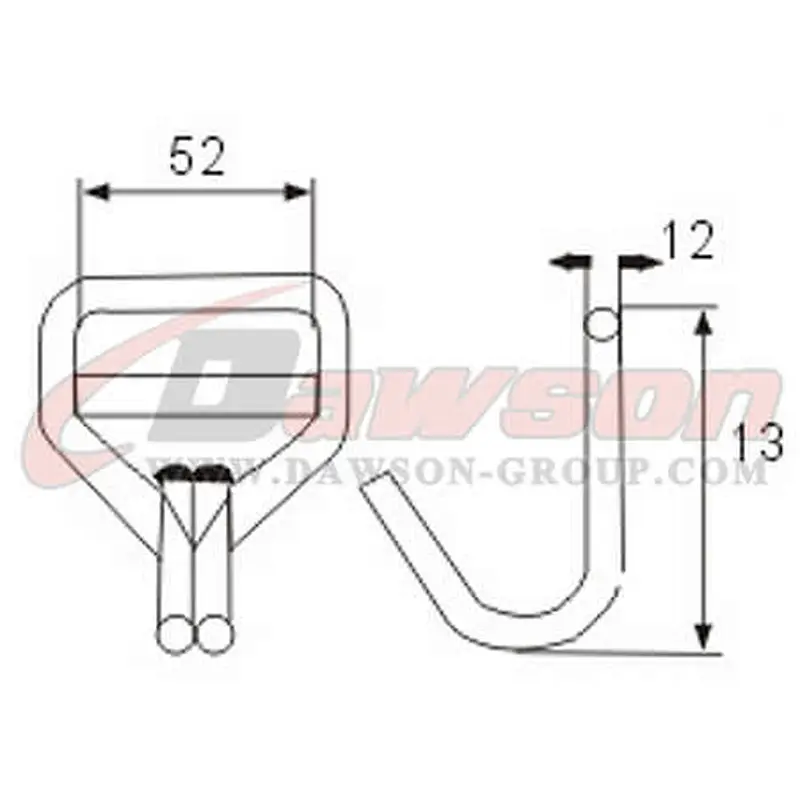 DSWH016 BS 5000KG  11000LBS 50mm Double J Hooks