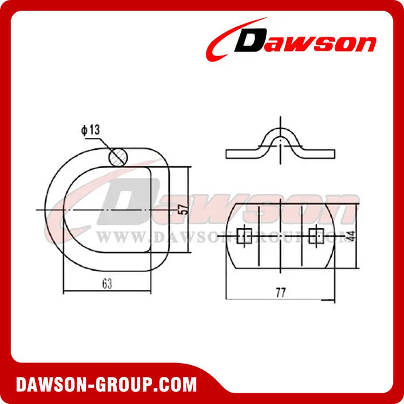 12 D-Ring With Double-Hole Bracket - Flatbed Truck Tie Down Accessories