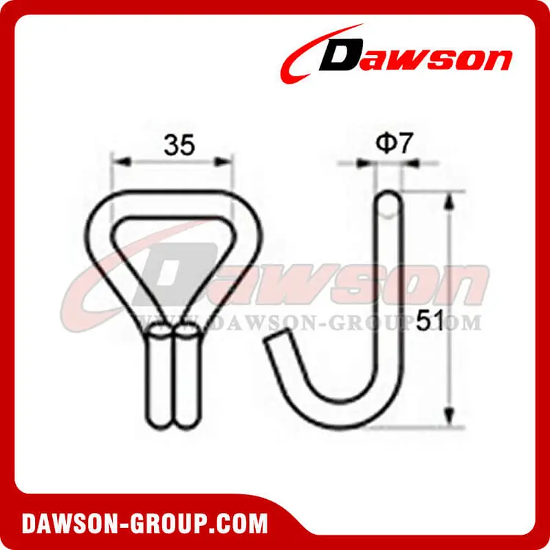 WH3820S BS 2000KG / 4400LBS Stainless Steel AISI 304 1.5 inch Double J Hook