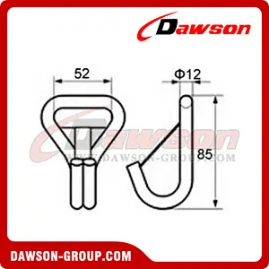 WH5050 BS 5000KG11000LBS 2 inch Double J Hook