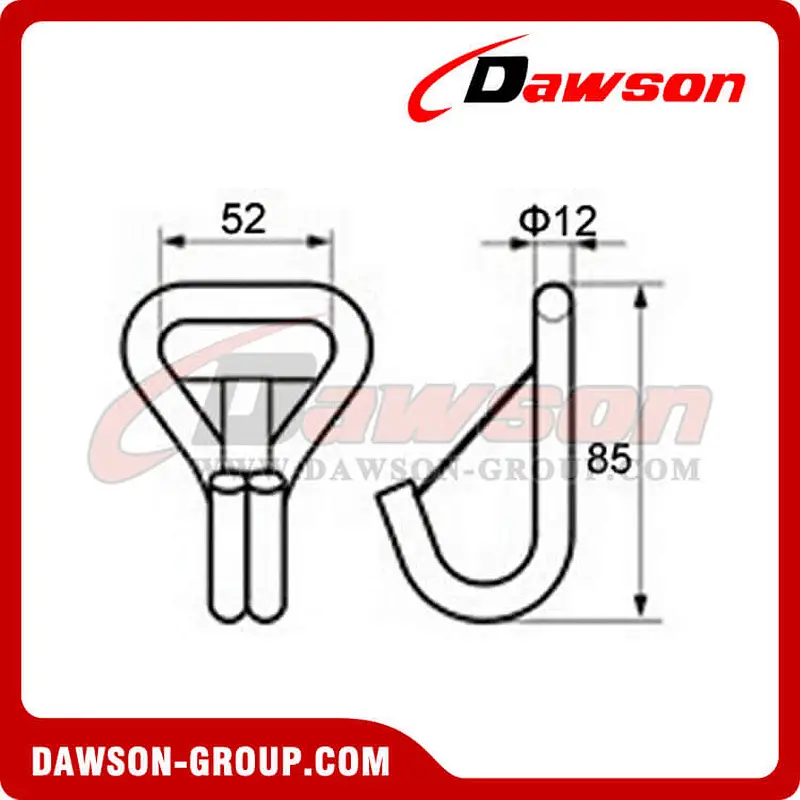 WH5050 BS 5000KG11000LBS 2 inch Double J Hook