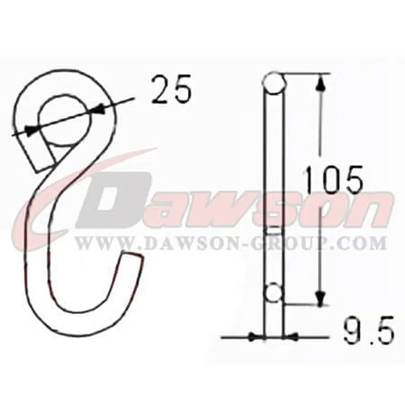 DSWHS001 BS 3000KG  6600LBS Double S Hook With Plastic Coating