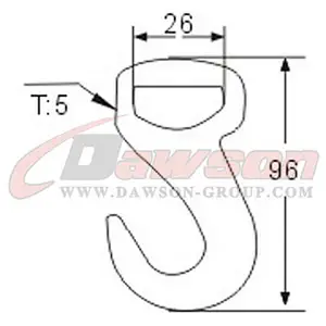 DSWH039 BS 1500KG / 3300LBS 25mm Black Powder Coated Flat Hook for Tie Down Webbing