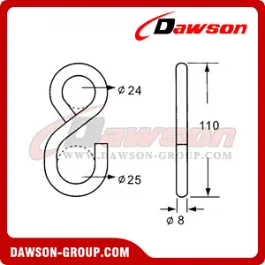 DSSH25083B B/S 800KG/1760LBS Black Coated S Hook