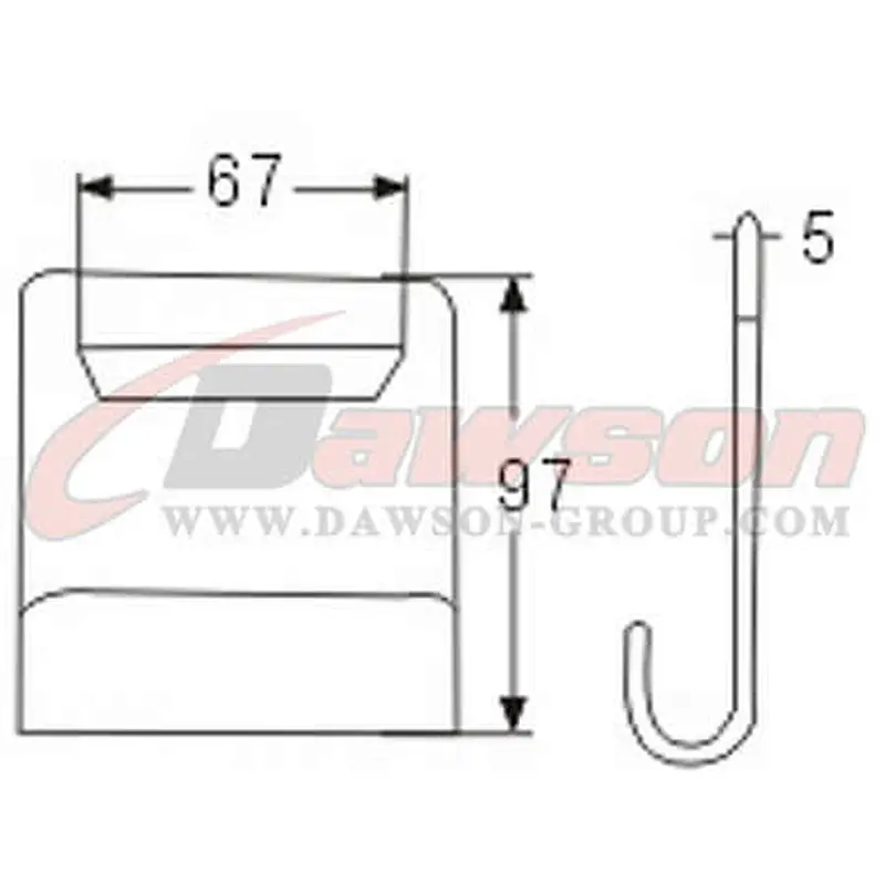 DSWH031 BS 8000KG / 17600LBS 75mm Black Powder Coated Flat Hooks