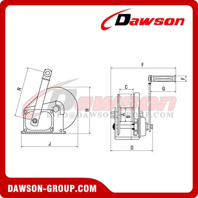 DSHW-C Type 1200lbs, 1800lbs, 2600lbs Truck Hand Winch (Portable Winch) for Pulling
