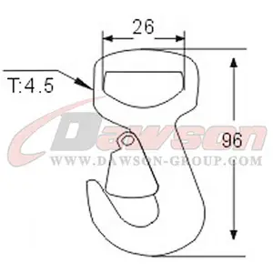 DSWH038 BS 1500KG / 3300LBS 25mm Metal Flat Snap Hook