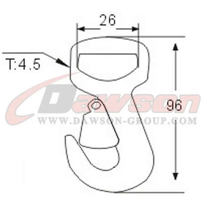 DSWH038 BS 1500KG / 3300LBS 25mm Metal Flat Snap Hook