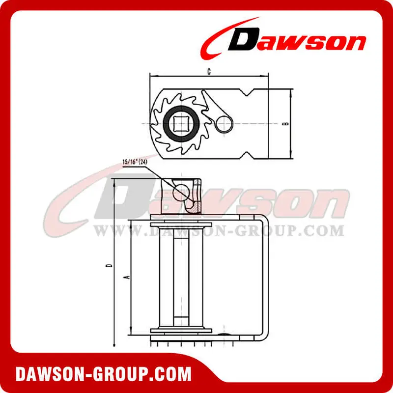Notched Sliding Winch - Three Bars - Flatbed Truck Winches for Cargo Lashing Straps
