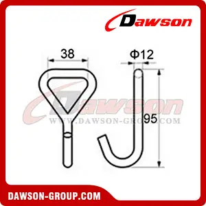 WH3801-1 1.5 inch BS 3000KG6600LBS Single J Hook