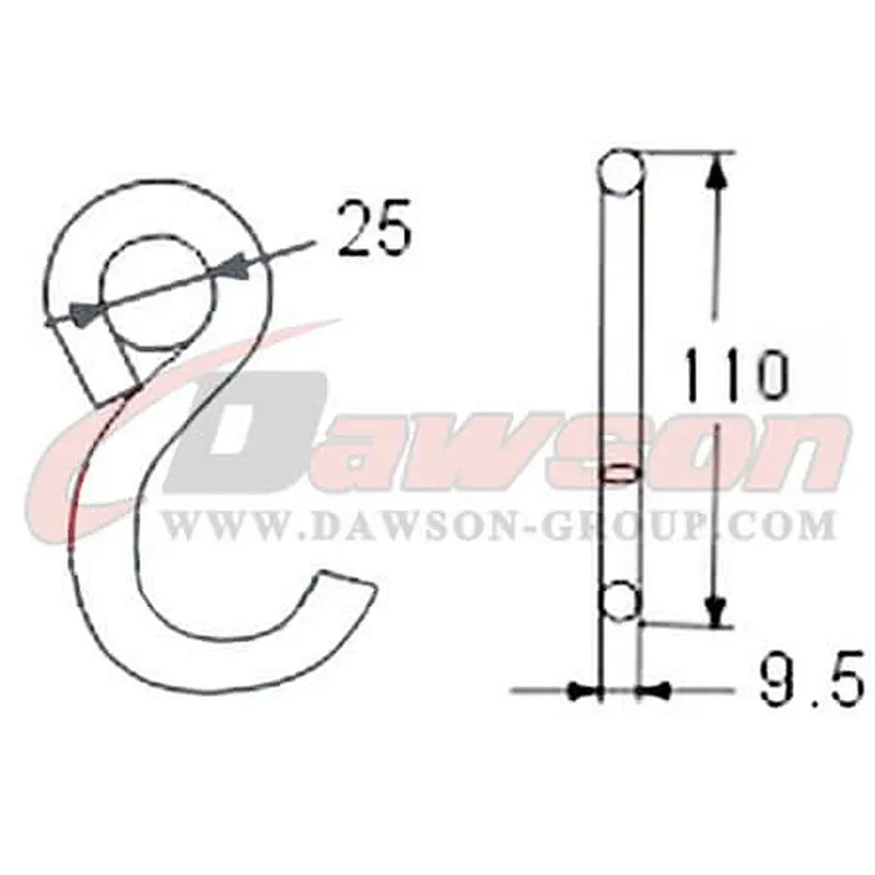 DSWHS005 BS 1300KG / 2800LBS S Hook With Plastic Coating