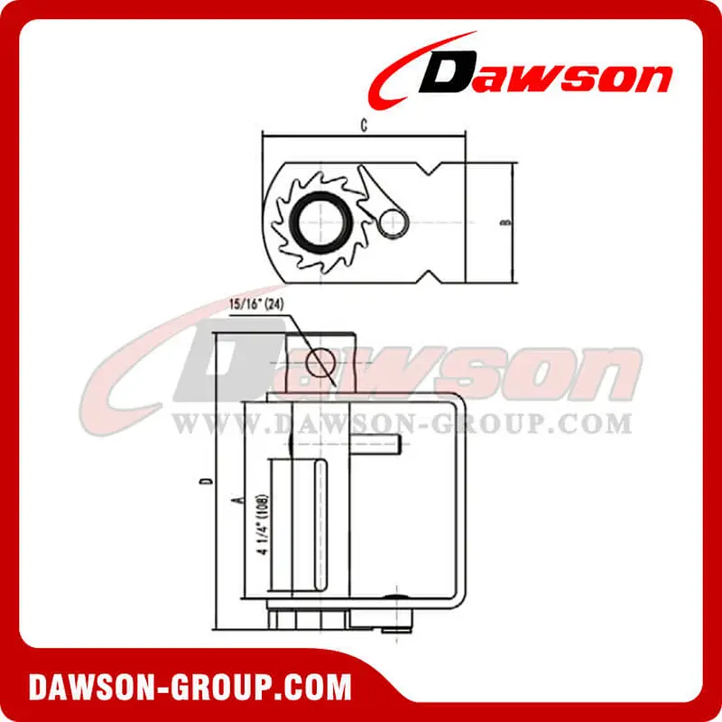 Notched Sliding Winch - Combination - Flatbed Truck Winches for Cargo Lashing Straps