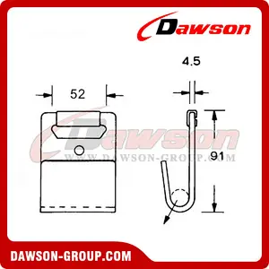 DSFH50401B B/S 5000KG/11000LBS Black Coated Flat Hook